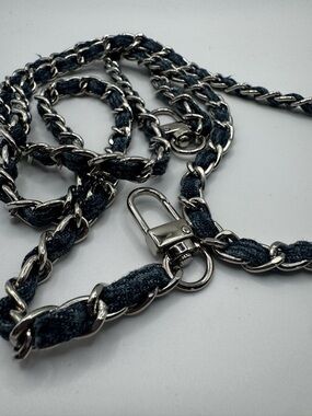 Denim-Wrapped Silver Chain Crossbody Bag Chain - Gold or Silver